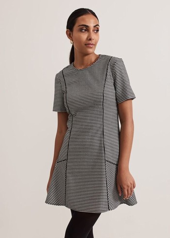 Phase Eight Petite Viola Houndstooth Dress Black/Multicolor Australia | MF2146398